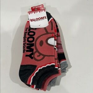 Gloomy the Naughty Grizzly  5 pair of Mix & Match Ankle Socks - Pink and Gray